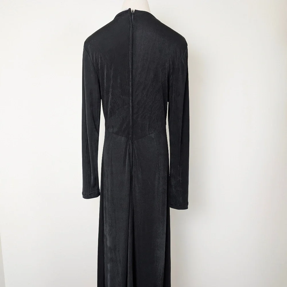 90s Black Maxi Dress Sheer Size Large Floor Length - Picture 2 of 13
